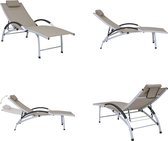 vidaXL Ligbed aluminium en textileen taupe - Ligbed - Ligbedden - Ligstoel - Ligstoelen