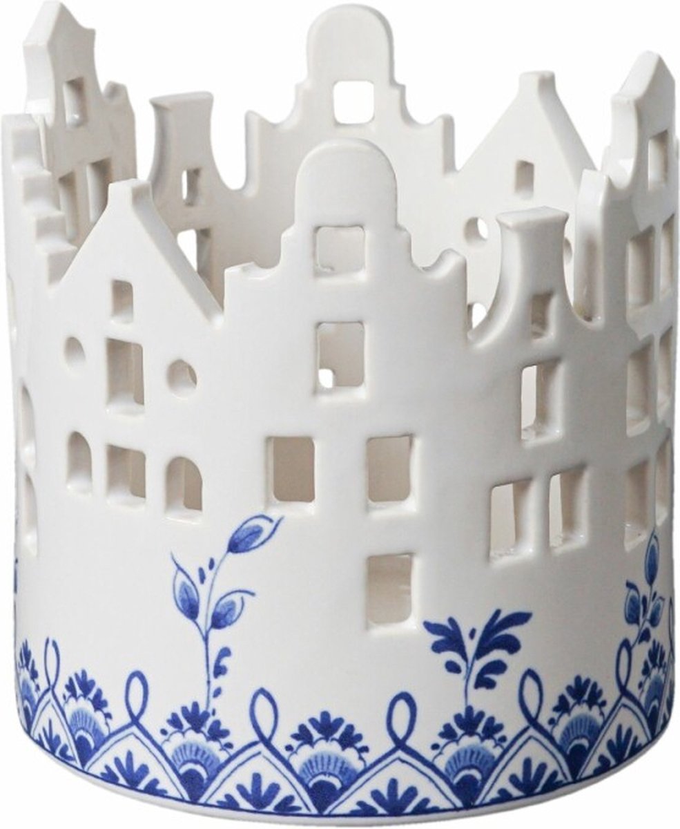 Waxinelichthouder Huisjes - Delfts blauw