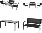 vidaXL-Ensemble de salon 4 pièces-textilène-noir - Table et chaise de jardin - Tables de jardin et Chaises de jardin - Set de table de jardin - Ensembles de table de jardin