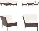 vidaXL 6-delige Loungeset met kussens poly rattan bruin - Tuin Loungeset - Tuin Loungesets - Tuinbank - Tuinbanken