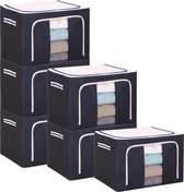 Lot de 5 sacs de rangement 24 L, boîtes de rangement avec couvercle, poignées renforcées, résistants aux déchirures, pour vêtements, couettes, boîtes de rangement, boîtes de déménagement avec fenêtre, pliables