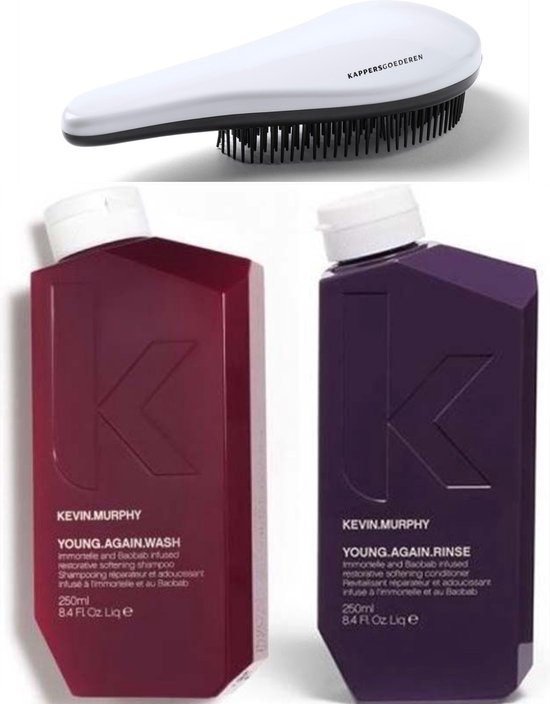 Kevin Murphy - Set Young Again - Lavage + Rinçage + Brosse Démêlante KG - Cheveux Droog , Abîmés et Poreux - Young.Again