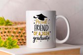 Mok Proud Friend of a 2024 Graduate - GraduationDay - Gift - Cadeau - CapsOff - DiplomaDiaries - TasselTurned - GraduationJoy - Afgestudeerd - DiplomaDag - HoedAf - Trosteurn