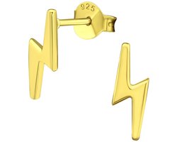 Joy|S - Zilveren bliksem oorbellen - 4 x 8 mm - gold plated