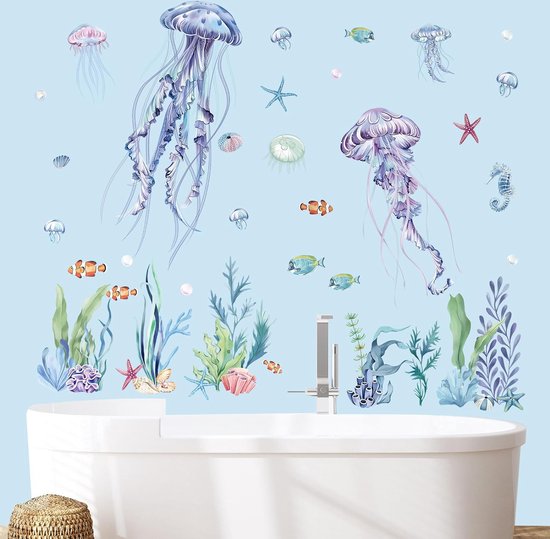 Onderwater Decoratie Vissen En Walvis Onderwater Muursticker Xxl Diep In De Zee Thema Baby En Kinderkamer Waggel En Vriendjes J 956701 Muursticker Onderwaterwereld