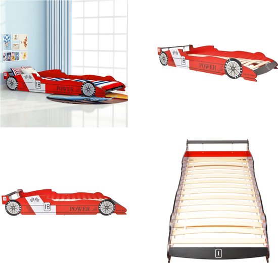 vidaXL Kinderbed raceauto rood 90x200 cm - Kinderbed - Kinderbedden - Bed - Bedden