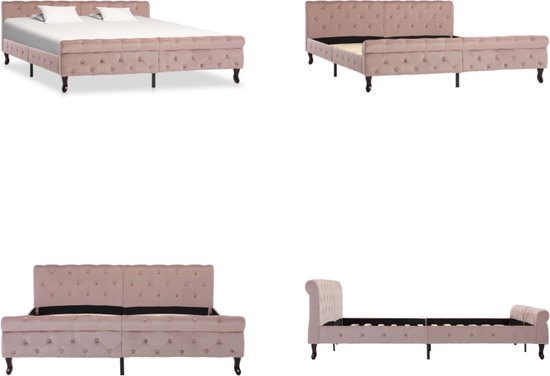 vidaXL Bedframe fluweel roze 180x200 cm - Bedframe - Bedframes - Bed - Bedden