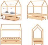 vidaXL Kinderbedframe met lade massief grenenhout 70x140 cm - Kinderbedframe - Kinderbedframes - Bed - Bedden