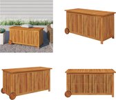 vidaXL Tuinbox met wieltjes 113x50x58 cm massief acaciahout - Tuinbox - Tuinboxen - Opbergbox - Tuinopbergbox