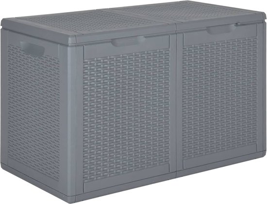 vidaXL - Tuinkast 198x55,5x80 cm poly rattan grijs buitenkast buitenbox schuur | Leen Bakker vidaXL - Tuinkast 198x55,5x80 cm poly rattan grijs buitenkast buitenbox schuur | Leen Bakker