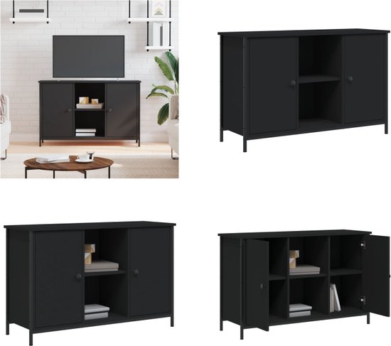 vidaXL Meuble TV 100x35x65 cm Bois fini Noir - Meuble TV - Meuble TV - Meuble - Buffet