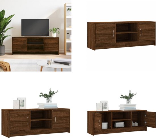 vidaXL Tv-meubel 102x30x37-5 cm bewerkt hout bruineikenkleurig - Tv-meubel - Tv-meubelen - Tv-standaard - Televisiemeubel