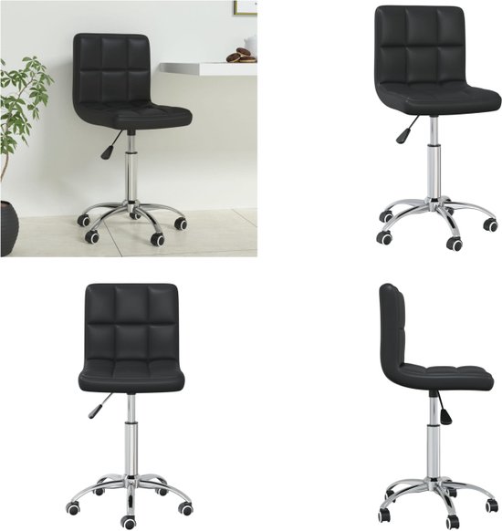 vidaXL Kantoorstoel draaibaar kunstleer zwart - Kantoorstoel - Kantoorstoelen - Stoel - Stoelen