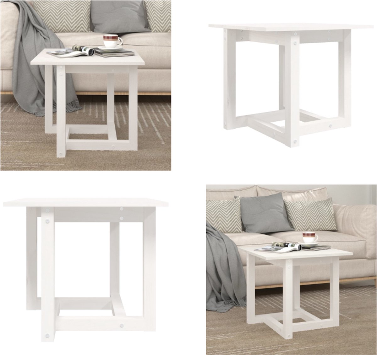 vidaXL Salontafel 62,5x45 cm massief grenenhout, tafel, koffietafel, tafeltje, bijzettafel, woonkamertafel, accenttafel, eindtafel, telefoontafel