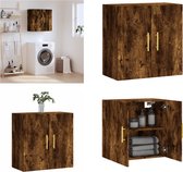 vidaXL - Wandkast - 60x31x60 - cm - bewerkt - hout - gerookt - eikenkleurig