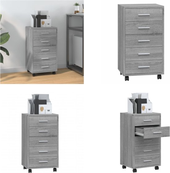 Inter Link - Ladekast met wieltjes en 4 laden Voorzien van zwenkwielen rolcontainer archiefkast LxPxH: 40x36x65 cm Wit -Pronti