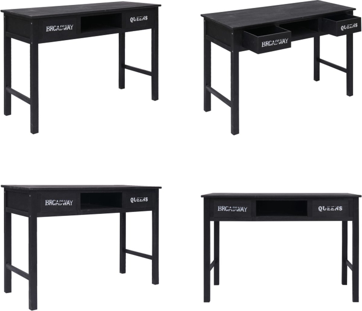 vidaXL Wandtafel - 110x45x76 - cm - hout - zwart zwart en wit