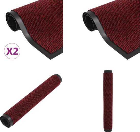 vidaXL Droogloopmatten 2 st rechthoekig getuft 40x60 cm rood - Deurmat - Deurmatten - Droogloopmat - Droogloopmatten