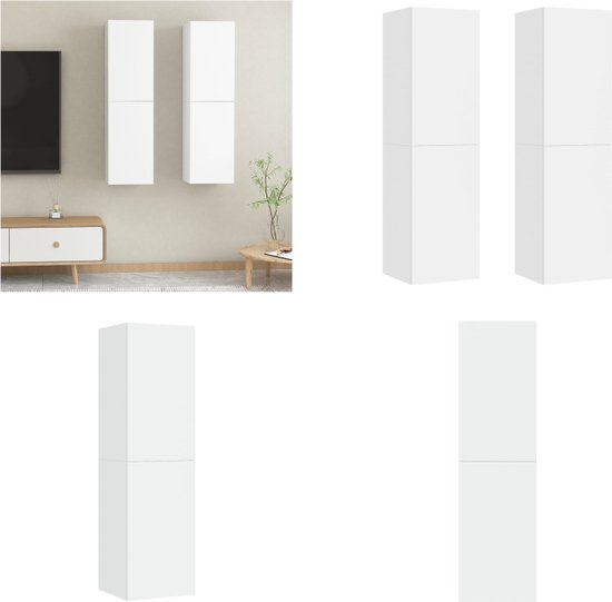 TV-kasten met 3 deuren en 2 lades - 190 x 35 x 45 cm - Spaanplaat - Wit