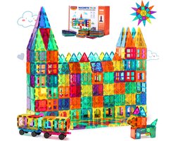 Gemmicc - Magnetische tegels - Trein - 100 stuks - Magnetisch speelgoed - Montessori speelgoed - Magnetic tiles - Magnetic toys - Open ended - Bouw je Magna wereld - Magneet speelgoed - Combineer met Duplo