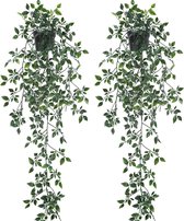 Set van 2 kunstmatige hangplanten, 75 cm lange hangplanten met pot, groene kunstmatige mandala nep-potplanten voor muur balkondecoratie huis tuin binnen buiten decor (Mandala 2 stuks)