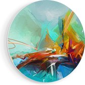 Artaza Forex Muurcirkel Abstracte Kunst - Kampvuur - 60x60 cm - Wandbord - Wandcirkel - Rond Schilderij - Wanddecoratie Cirkel