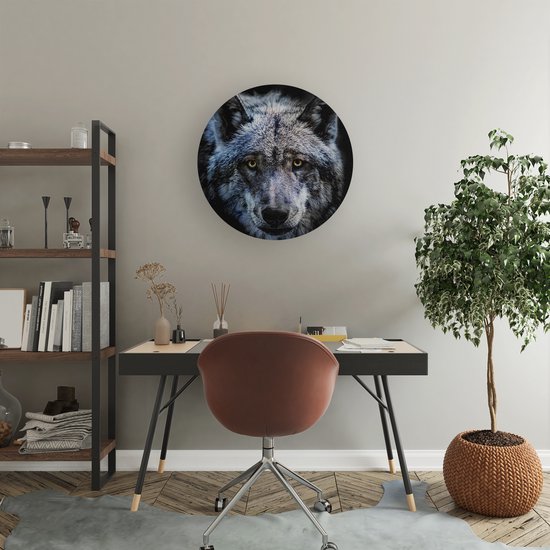 Cercle mural Artaza Forex Tête de loup gris - Loup - 40 x 40 cm - Klein - Cercle mural - Peinture ronde - Décoration murale