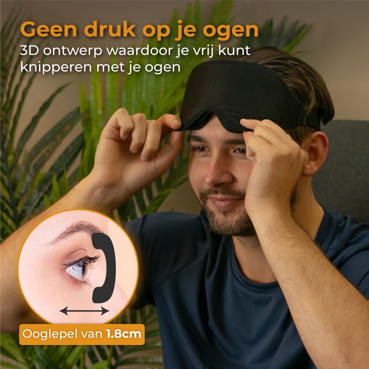 Nuvance Verstelbaar Slaapmasker - 100% Verduisterend - Ademend Traagschuim - voor Mannen, Vrouwen en Kinderen - Oogmasker Slaap — afbeelding 3