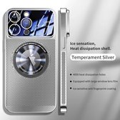 Coque de téléphone galvanisée super résistante à dissipation de la chaleur pour iPhone 15 Pro Max, placage magnétique, anti-dommages, anti-rayures, Protection , chargement sans fil , Argent