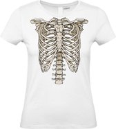 Dames t-shirt Skelet | Carnavalskleding dames | Carnaval Kostuum | Foute Party | Wit Dames | maat M