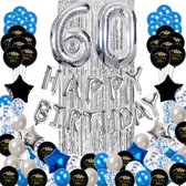 FeestmetJoep® 60 jaar verjaardag versiering & ballonnen - Blauw & Zilver