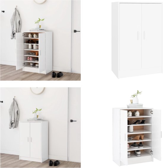 Schoenenkast 63x24x147 cm bewerkt hout wit kopen