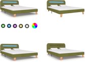 vidaXL Bedframe met LED stof groen 140x200 cm - Bedframe - Bedframes - Bed - Bedden