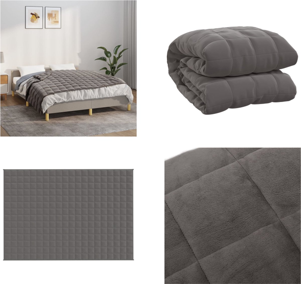 vidaXL - Verzwaringsdeken - 138x200 - cm - 10 - kg - stof - grijs