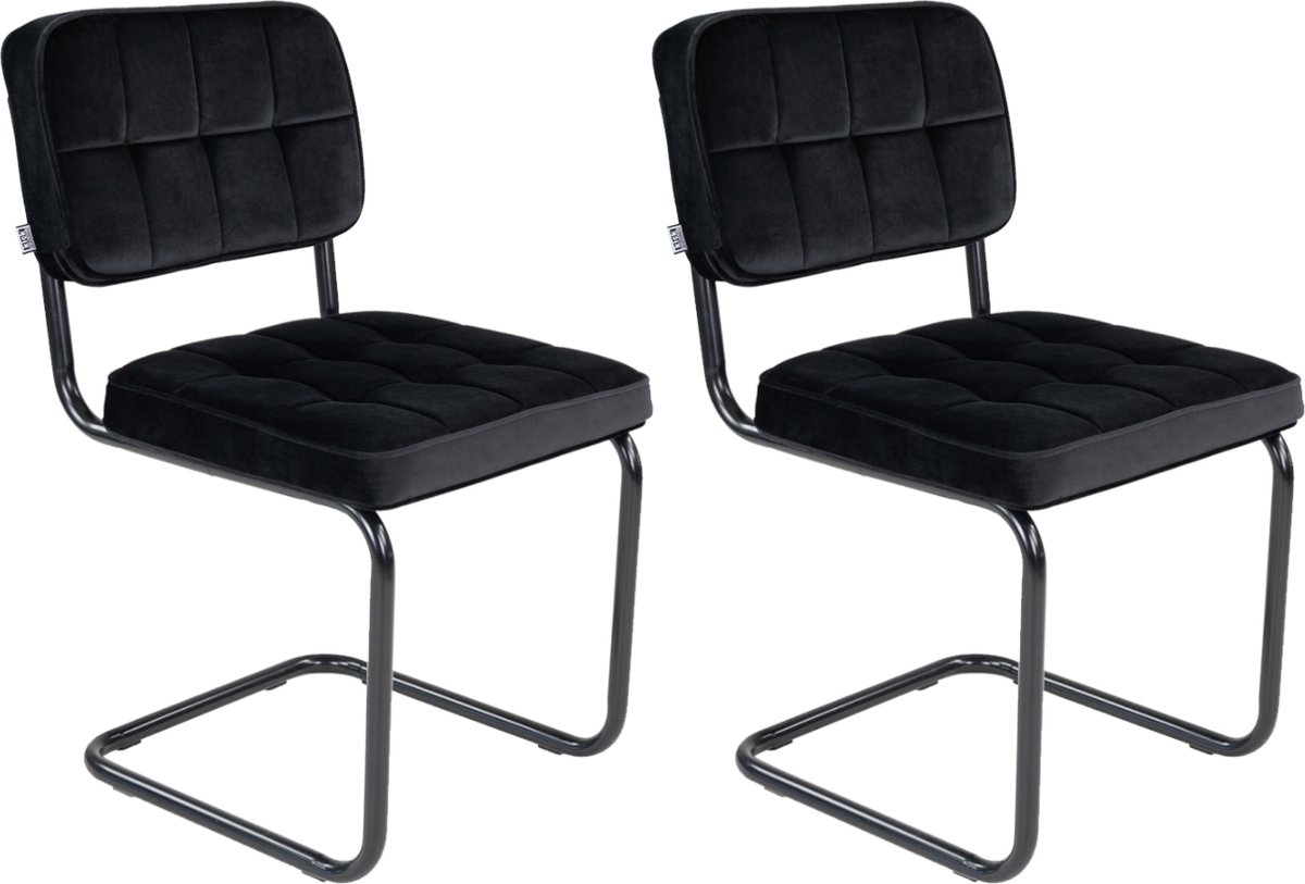 Kick Collection KICK® IVY Eetkamerstoelen – Set van 2 – Velvet – Buisframe – Zwart