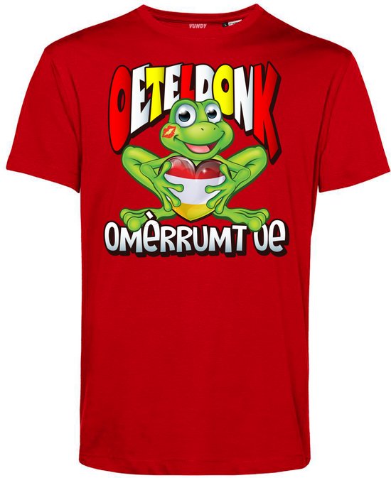 T-shirt kind Oeteldonk Omèrrumt Oe | Carnavalskleding kinderen | Carnaval Kostuum | Foute Party | Rood | maat 164