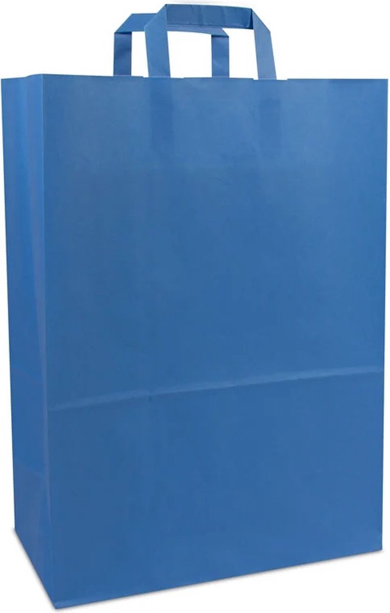 Cadeautasjes met platte handgreep, budget tassen blauw, 32x17x44cm (250 stuks)