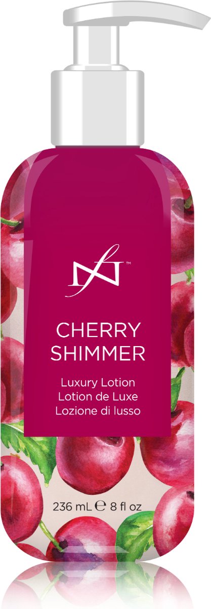 Famous Names Luxury Lotion - Cherry Shimmer - Anti-aging Eigenschappen - Vrij van Sulfaten en Parabenen - Snel Opneembaar