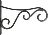 2x Zwarte hangpot haken metaal met krul - 35 x 25 cm - Muurpothangers voor plantenbakken/bloembakken - Tuin/muur decoraties