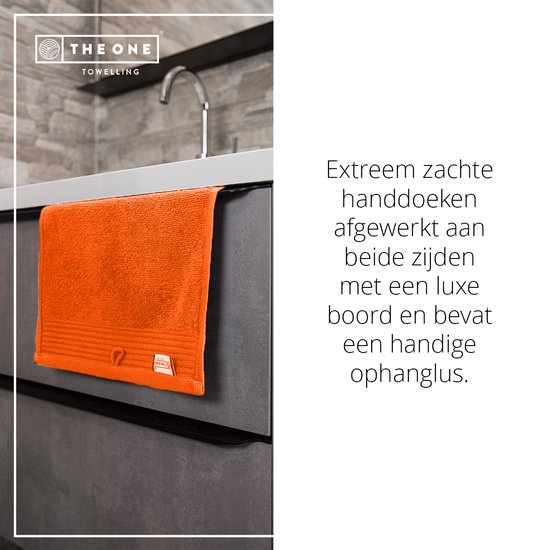 The One Towelling Classic Gastendoek - Kleine handdoek - Hoge vochtopname - 100% Gekamd katoen - 30 x 50 cm- Oranje - The One towelling