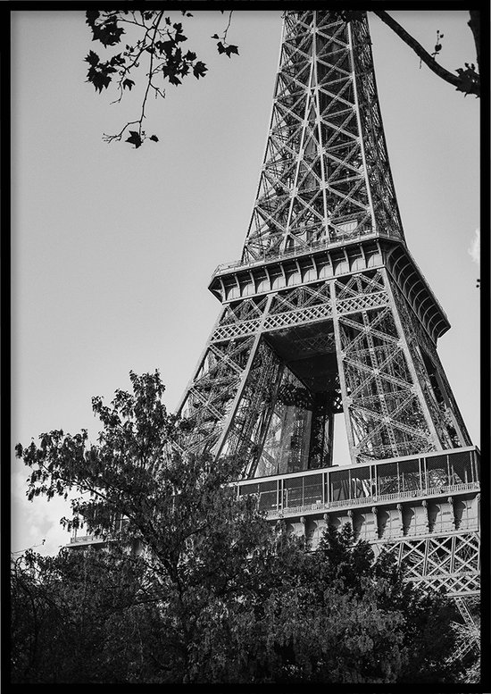 Poster Eiffeltoren natuur zwart-wit - Natuur poster - 30x40 cm - Exclusief lijst - WALLLL
