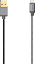 Hama USB-C naar Lightning Kabel - Oplaadkabel geschikt voor iPhone / iPad - MFI gecertificeerd - 2.4A USB 2.0 - 480Mbps - 75cm - Grijs
