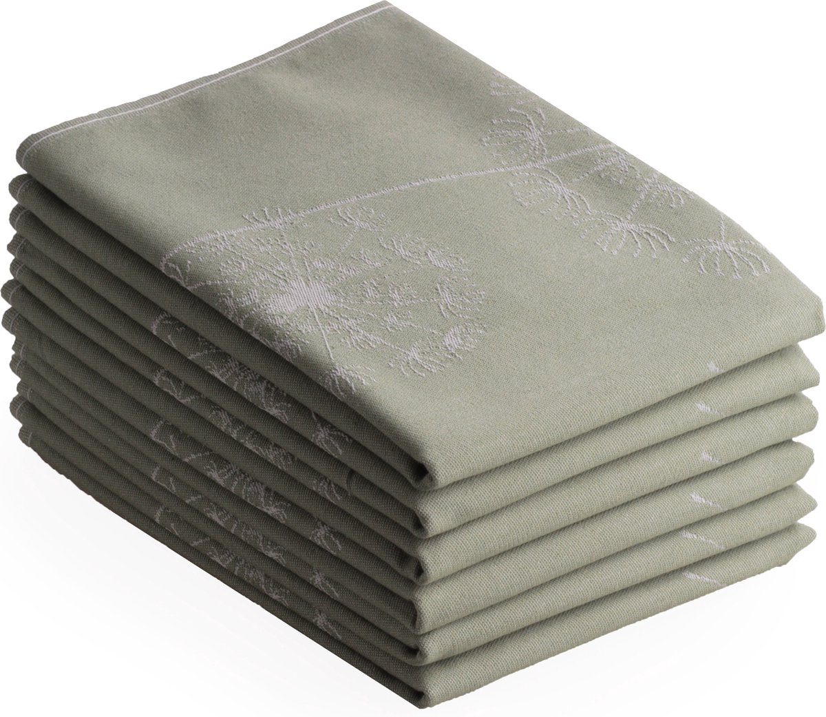 Luxe theedoeken - 6 stuks - 50x70 - dandelion - oud groen