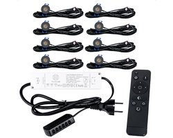 TrueLED Compact Gray - Inbouw LED Spot Dimbaar voor Overkapping - IP65 Verlichting voor Veranda - Complete set van 8 LED Spots