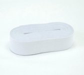 Taille bandelastiek - 25 mm x 2,5 m - tailleband elastiek voor kleding - wit - polyester/elastan/katoen