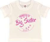 Shirt Aankondiging zwangerschap Promoted to Big Sister 2024 | korte mouw | wit/roze | maat 86/92 zwangerschap aankondiging bekendmaking Baby big sis sister Grote Zus