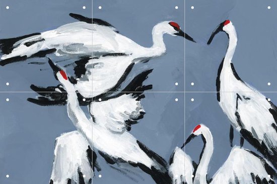 IXXI Cranes on Dutch Blue - Wanddecoratie - Dieren en insecten - 60 x 40 cm