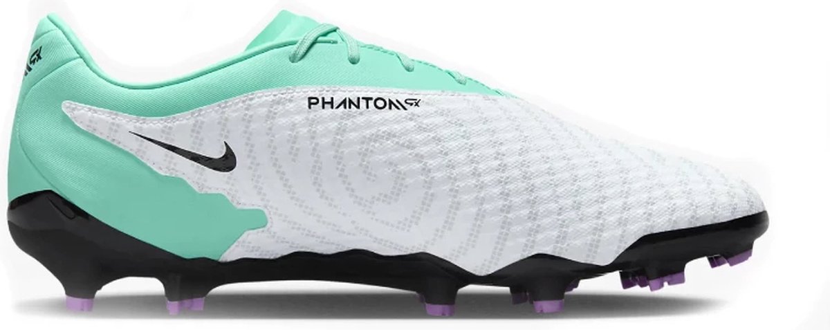 Nike Phantom GX Academy MG voetbalschoenen in blauw en wit met zwarte details, ontworpen voor precisie en controle.