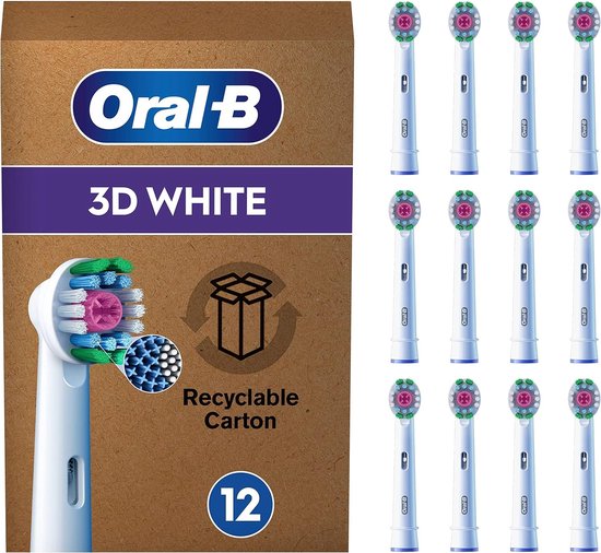 Oral-B 3D White Pro - Opzetborstels met CleanMaximiser Technologie - 12 Stuks - Brievenbusverpakking