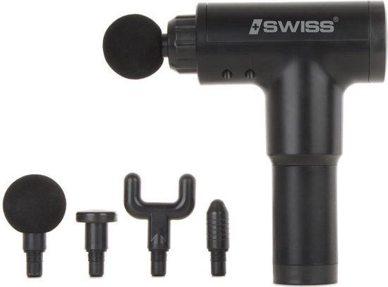 iSWISS Massage Gun Draadloos Zwart met Extra Opzetstukken - iSWISS - €26,25